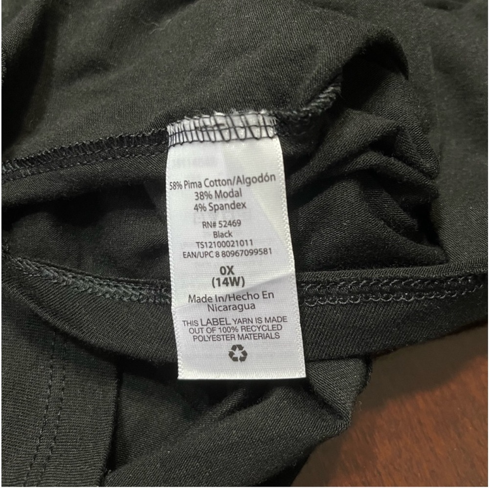Terra & Sky Woman’s Activewear Comfy Black Short Sleeve Split Neck Top 14 - Picture 6 of 6